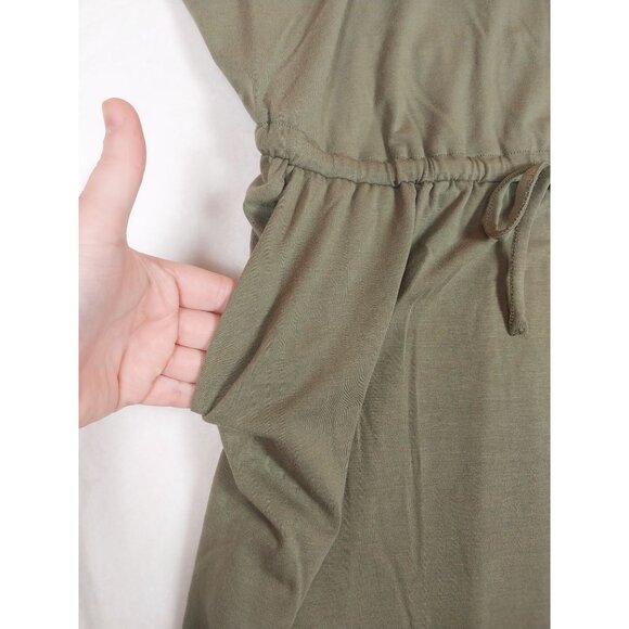 NWT Torrid Midi Jersey Cross Back Slit Dress Sz 2X Olive Green - Picture 6 of 11